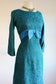 Vintage 1950s to 1960s Dress - Stunning Peacock Hues Shimmery Brocade Cocktail Party Dress Size L