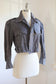 1950s Vintage Salt & Pepper Grey Cotton Denim Sporty Cropped Spanish Tiny Fit Jacket Size M