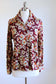 Vintage 1970s Does 1940s Blouse - BEAUTIFUL Dagger Collar Jersey Floral Shirt Size L - XL