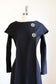 Vintage 1960s AVANT GARDE Knit Dress - MONASTIC Black Wool Princess Seam Knitwear 2-Piece Dress w Huge Buttons Size S to M