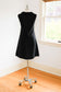 Vintage 1960s LUXE Silk Dress - Mod Perfection Black Mini Dress w Bling-Bling Rhinestone Buttons Size L to XL