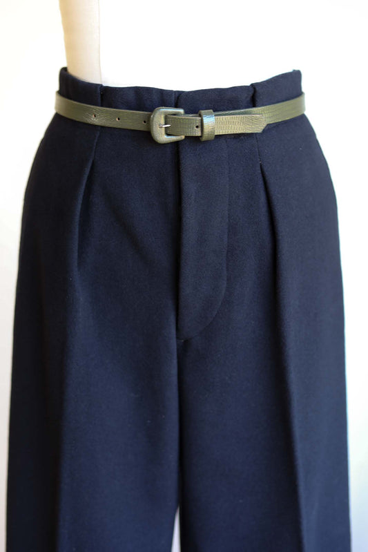 RARE Vintage 1940s - 1950s Swedish Army Trousers - SHARP Navy Blue Pure Wool w Pockets Triple Crown Pants Size M Waist 30"