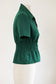 Vintage 1970s Blouse - Cute Pine Green Wasp Waist Cropped Top Size S
