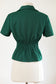 Vintage 1970s Blouse - Cute Pine Green Wasp Waist Cropped Top Size S
