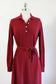 Vintage 1960s to 1970s Cashmere Knit Dress - Deep Wine Red Designer Curve-Hugger w Belt Size M to XL