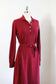 Vintage 1960s to 1970s Cashmere Knit Dress - Deep Wine Red Designer Curve-Hugger w Belt Size M to XL