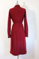 Vintage 1960s to 1970s Cashmere Knit Dress - Deep Wine Red Designer Curve-Hugger w Belt Size M to XL