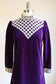 Vintage 1960s Mini Dress - YOUTHQUAKE Violet Purple Velveteen + Crochet Dress Size XS to S