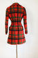 Vintage 1970s Tartan Princess Coat - Rare Red Plaid Belted Wrap Car Coat w Pockets Size S to M