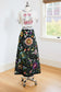 Vintage 1960s Skirt - RARE + INCREDIBLE Black w Pastel Rainbow Embroidered Straw Flowers Maxi of Dreams! Size S - M