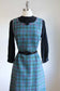 Vintage 1960s Tweed Jumper Dress - SUPER CUTE Teal Olive Pink Wool Dress Size M