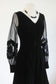 Vintage 1960s Black Velvet Dress - Luxe Midcentury Jet Black w Sheer Sleeves Cocktail Dress Size S to M