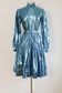 Vintage 1960s Blue Tinsel Lurex Dress - Rare Glittering Glossy Avant-Garde Midcentury Modern Cocktail Party Dress Size S to M