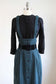 Vintage 1980s does 1940s Noir Suspender Dress - SUPER COOL Menswear Teal Plaid Wool Hobble Skirt Jumper w Belt Size XS to S