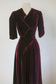 Vintage 1930s to 1940s Dress - Cherry Coke Wine Red Slinky Velvet w Ruching + Gilt Gold Size M to L