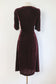 Vintage 1930s to 1940s Dress - Cherry Coke Wine Red Slinky Velvet w Ruching + Gilt Gold Size M to L
