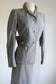 Vintage 1940s to 1950s Suit - Soft Grey Flannel Finish Deco Sculpted Jacket Blazer + Skirt Size S to M