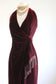 Vintage 1990s Dress - Exquisite Sculpted Wine Red Velvet Designer Cocktail Party Sarong Halter Dress Size S to M
