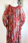 Vintage 1970s Dress - Autumnal Rust + Soft Violet Floral Tie Front Tunic Tent Accordion Pleat Dress Fits Most!