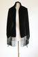 Vintage 1930s Silk Velvet Shawl - Fringed Jet Black Evening Wrap Size XS to XL (OSFA)