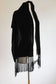 Vintage 1930s Silk Velvet Shawl - Fringed Jet Black Evening Wrap Size XS to XL (OSFA)