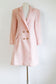 Vintage 1980s Princess Coat - Spectacular + Rare Pastel Pink Designer Mohair Coat w Brass Buttons Size M to L