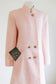 Vintage 1980s Princess Coat - Spectacular + Rare Pastel Pink Designer Mohair Coat w Brass Buttons Size M to L