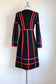 Vintage 1960s to 1970s Black Jersey Knitwear Dress - KILLER Designer w Electric Rainbow Stripes Coat Dress Size M to L