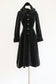 Vintage 1970s Velvet Coat w Hood - Black Gothic Dream HOODED Full Skirt Overcoat Size XS to S