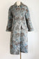 Vintage 1950s Tapestry Coat - Volup! Blue + Neutral Gray Taupe Woven Swing Coat Size L to XL