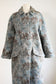 Vintage 1950s Tapestry Coat - Volup! Blue + Neutral Gray Taupe Woven Swing Coat Size L to XL