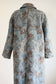 Vintage 1950s Tapestry Coat - Volup! Blue + Neutral Gray Taupe Woven Swing Coat Size L to XL