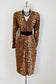 Vintage 1980s Leopard Print Dress - ABSOLUTE FIRE Plunge Neckline Hip Pocket Neiman-Marcus Jersey Dress Size S - L