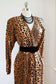 Vintage 1980s Leopard Print Dress - ABSOLUTE FIRE Plunge Neckline Hip Pocket Neiman-Marcus Jersey Dress Size S - L