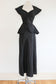 Vintage 1930s Evening Dress - Black Moiré Red Carpet Gown w Caged Capelet Size XS to S
