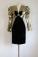 Vintage 1980s Dress - Climax! Designer Avant Garde Metallic Gold Lame Tuxedo Cocktail Dress w Open Back Size S to M