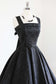 Vintage 1950s Princess Dress - SUBLIME Black Taffeta w Satin Embroidery Flowers Circle Skirt Party Dress Size S