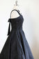 Vintage 1950s Princess Dress - SUBLIME Black Taffeta w Satin Embroidery Flowers Circle Skirt Party Dress Size S