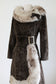 Vintage 1960s Velvet Fur + Fox Princess Coat - Darling Mod Chocolate + Arctic Belted Beauty w Bow Size S to M