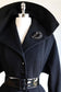 Vintage 1950s Princess Coat - THE BEST Black Cashmere/Wool + Velvet w Wide Black Belt Coat Size XS - S