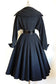 Vintage 1950s Princess Coat - THE BEST Black Cashmere/Wool + Velvet w Wide Black Belt Coat Size XS - S