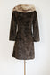 Vintage 1960s Velvet Fur + Fox Princess Coat - Darling Mod Chocolate + Arctic Belted Beauty w Bow Size S to M