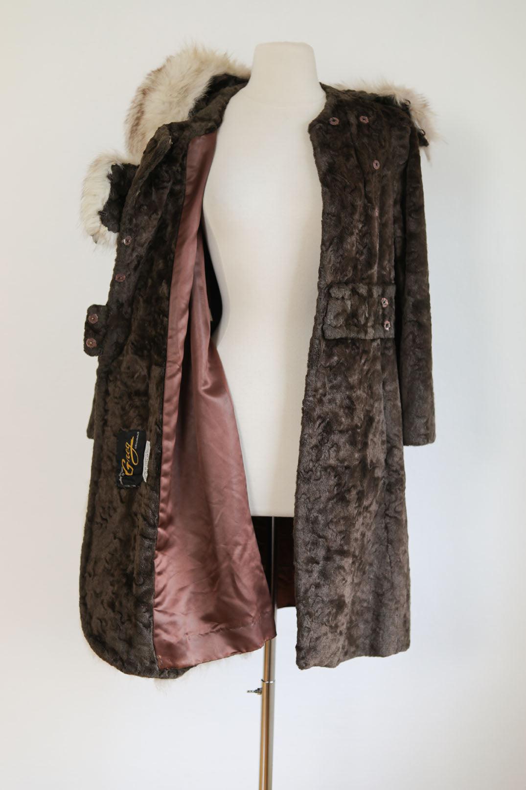 Vintage 1960s Velvet Fur + Fox Princess Coat - Darling Mod Chocolate + Arctic Belted Beauty w Bow Size S to M