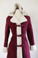 Vintage 1960s to 1970s Velvet HOODED Princess Coat - Buckle-Clasp Cranberry/Wine w Snowy Faux Fur Trim + Hood Size S to M