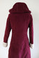 Vintage 1960s to 1970s Velvet HOODED Princess Coat - Buckle-Clasp Cranberry/Wine w Snowy Faux Fur Trim + Hood Size S to M