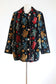 Vintage 1960s Black Carpet Coat - Black + Saturated Colors Velvet Chenille Tapestry Midcentury Modern Car Coat Size Medium to Large