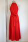 Vintage 1970s Jumpsuit - TRULY MAJESTIC Mega-Wide Leg Red Jersey Knit Palazzo Pants Romper w White Crochet + Rhinestones Size M