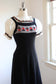 1970s Novelty Knit Dress - SUPER CUTE Black Knitwear Paper Doll Sweater Jumper XS to S