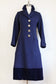 Vintage 1960s - 1970s Wool Princess Coat - RICH + REFINED Sapphire Blue w Heavy Silver Cast Buttons Size S