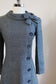 Vintage 1960s Knitwear Coat Dress - DARLING Navy + Grey Knit Mod Princess Seam w Bow + Buttons Size M